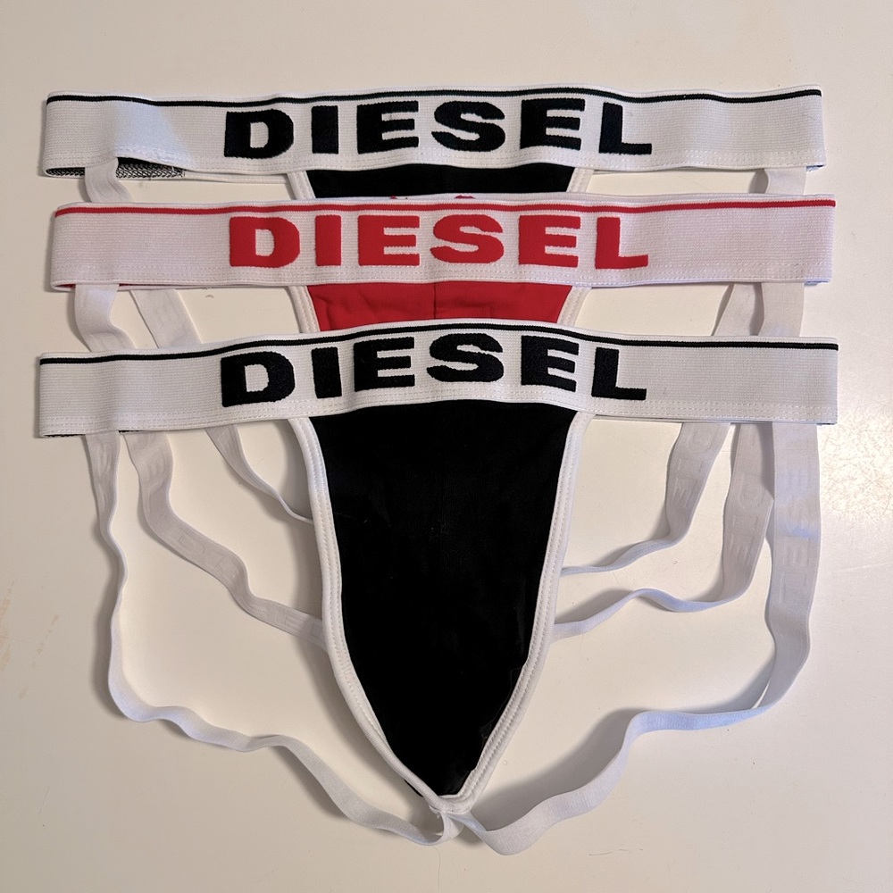 Three Diesel Jock Straps Brand New Medium Black and Red